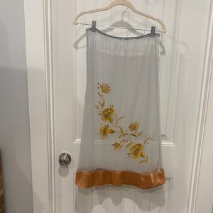 Floral Embroidered Sheer Skirt - Gray and Gold